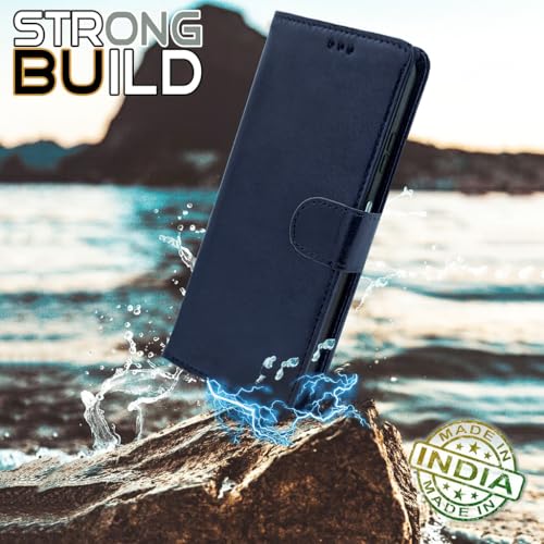 Image of Cover for Vivo T5x 5G / Y51 Pro 5G / iQOO Z11x 5G, Wallet Style, Leather Finish, Magnetic Closure, Inbuilt Stand, Card Pocket (Blue)