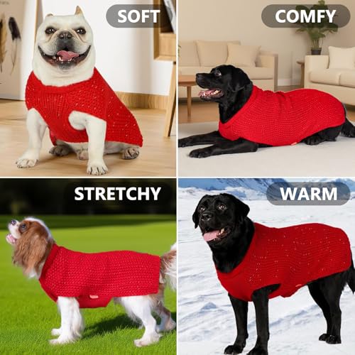 Image of KYEESE Reflective Yarn Dog Sweater for Medium Dogs Thick Knit Pullover | Reflective for Visibility, Leash Hole for Walk, Stretchy Fit, Lightweight & Warm, Gentle on Sensitive Skin, Winter Daily Wear