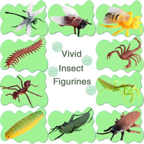 10 Pcs Fake Bug Figurines, Plastic Wild Animal Creatures Insect Figures Halloween Party Favors School Project Model Collection Insect Figurines For Kids Toddlers #TOP6