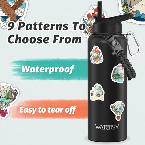 Image of 40oz Insulated Water Bottle (Cold for 48 Hrs),BPA Free&Leak Proof,Stainless Steel Water Flask,Water Jug with Straw Spout Lids for Gym,Hiking,Travel,Black
