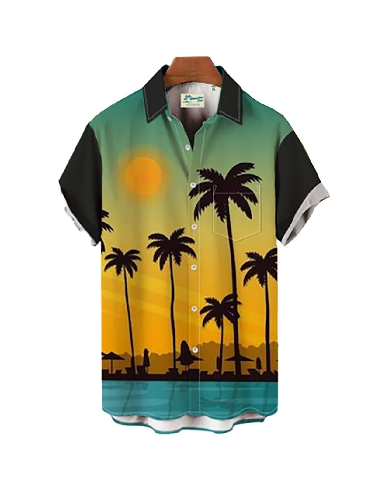 Hommes Été Impression Mode Décontracté Col En V Cardigan Boutons Blouses Chemises Amples T-shirt Plage Basique Vacances Chemises À Manches Courtes Chemise Manche Courte Homme ( Color : Multi-colored ,