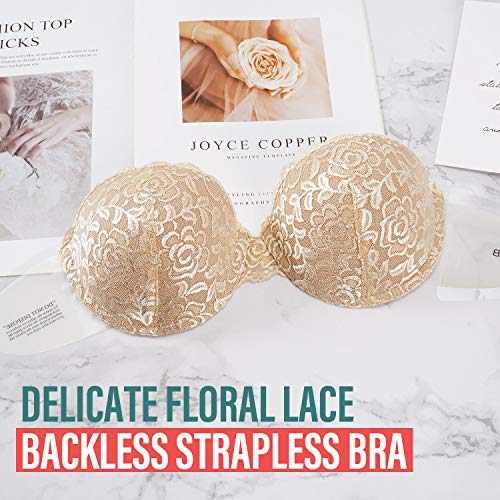 Autbre AUB-818-LC-DD2 Women'S Backless Strapless Bra Push Up Adhesive Plunge Invisible Reusable Padded Sticky Bra thumb #1