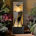 KAISOKU 39.8" H Large Modern Indoor Water Fountains Floor Standing Waterfall Fountain for Indoor or Outdoor with LED Lights and Pump for Deck, Patio, Porch, Garden, Yard Decor