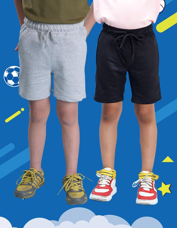 Image of Nusyl Solid & Printed Cotton Blend Shorts for Boys | Comfortable Casual Shorts | Soft Breathable Fabric with Elastic Waistband | Relaxed Fit | 2-16 Years | Multiple Colors