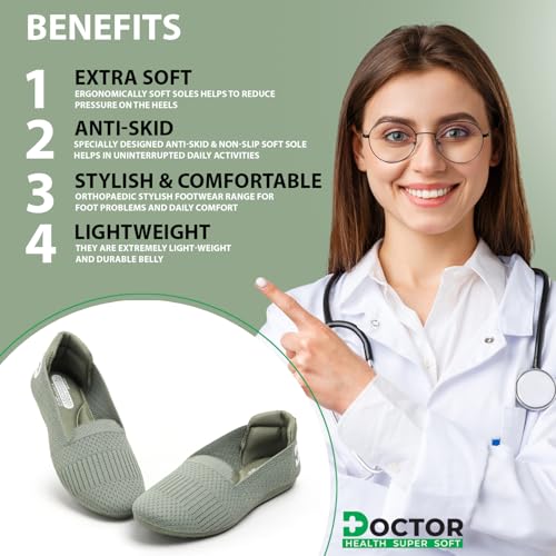 Image of DOCTOR HEALTH SUPER SOFT Women's Memory Foam Walking & Running Shoes | Lightweight Slip-On Sneakers for Gym, Training, Casual & Everyday Use | Flexible, Soft Cushion Athletics for Ladies & Girls