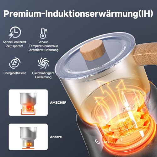 AMZCHEF Milchaufschäumer 600 ml, 8-in-1 mit Induktion – Bild 2