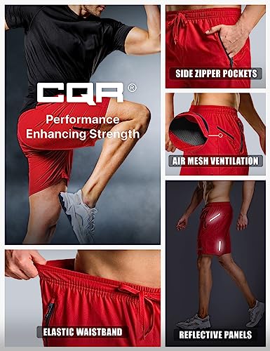Cqr Men's 7 Inches Sports Training Shorts, Lightweight Quick Dry Athletic Shorts, Running Workout Hiking Shorts With Pockets, Tahoe Shorts Red, Large #TOP6