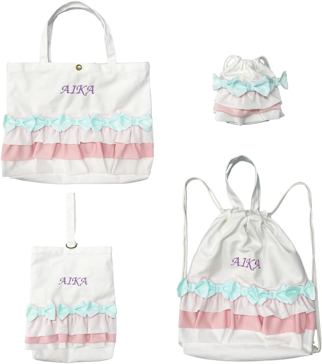 ヌビ チューリップ レッスンバッグ イブル ピンク オフホワイト