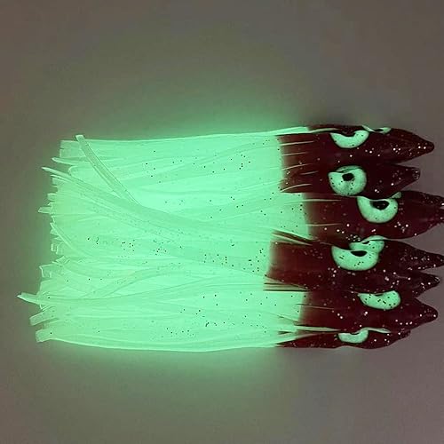 Miniatura 10 de 30 faldas luminosas de pulpo de plástico suave para trolling, señuelos de calamar, para pesca, tamaño de 1.97 pulgadas, 2.76 pulgadas, 3.54 pulgadas