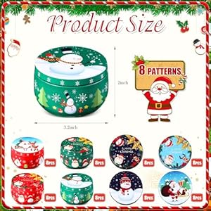 Mumufy 24 Pcs Christmas Cookie Tins 8 Styles Candy Tinplate Retro Tins Candle Tin Storage Containers Metal Cookie Jars Round Nesting Containers for DIY Candles, Dry Storage, Spices, Tea, Candy Mumufy 24 Pcs Christmas Cookie Tins 8 Styles Candy Tinplate Retro Tins Candle Tin Storage Containers Metal Cookie Jars Round Nesting Containers for DIY Candles Dry Storage Spices Tea Candy