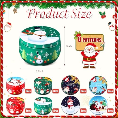 Mumufy-24-Pcs-Christmas-Cookie-Tins-8-Styles-Candy-Tinplate-Retro-Tins-Candle-Tin-Storage-Containers-Metal-Cookie-Jars-Round-Nesting-Containers-for-DIY-Candles-Dry-Storage-Spices-Tea-Candy Mumufy 24 Pcs Christmas Cookie Tins 8 Styles Candy Tinplate Retro Tins Candle Tin Storage Containers Metal Cookie Jars Round Nesting Containers for DIY Candles Dry Storage Spices Tea Candy