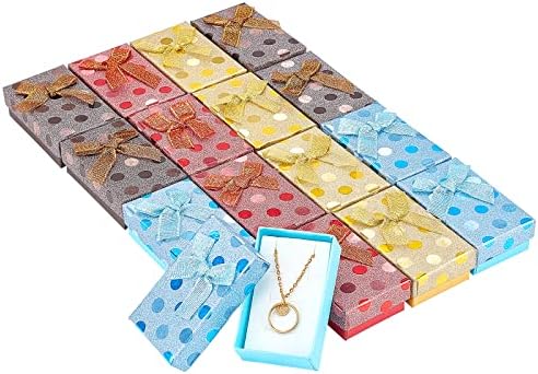 NBEADS Paper Box, 24 Pcs Cardboard Jewellery Gift Box for Necklace Earring Bracelet, Mixed Color, 8x5x3cm
