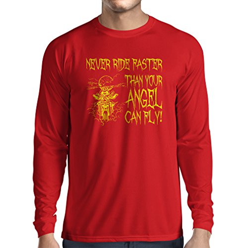 N4694L Camiseta de Manga Larga Motorcycle Quotes Sayings for Bikers (Medium Rojo Multicolor)