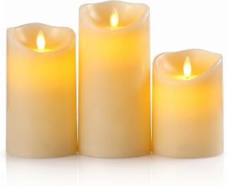 SALCAR 3er Set LED Kerzen, Flammenlose LED Kerzen Licht Warm mit Batterie, LED Kerzenlicht Flackernd, 15 cm, 12,5 cm, 10 cm Höhe, Dekoratives kerzen LED für Abendessen, Geburtstag, Party