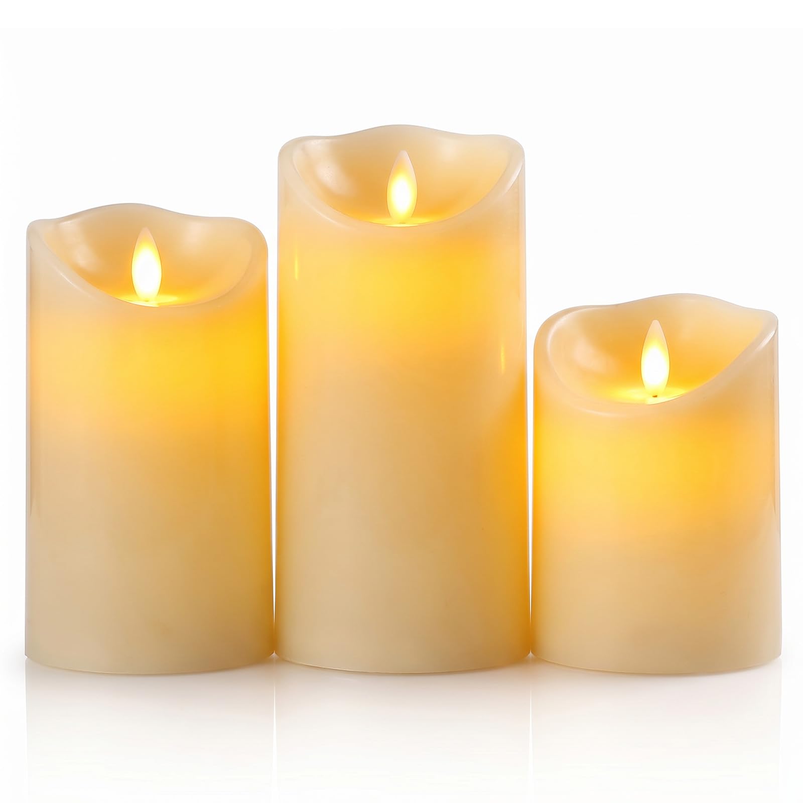 SALCAR 3er Set LED Kerzen, Flammenlose LED Kerzen Licht Warm mit Batterie, LED Kerzenlicht Flackernd, 15 cm, 12,5 cm, 10 cm Höhe, Dekoratives kerzen LED für Abendessen, Geburtstag, Party