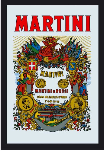 Dimensioni: 20 x 30 cm Empire 537478 - Quadro Martini, su Vetro Stampato con Cornice in plastica Effetto Legno, 20 x 30 cm