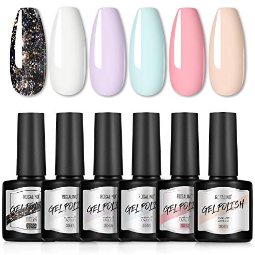 ROSALIND Gel Nail Polish 6pcs Pastel Series,Nail Art Decoration DIY at Home Nail Gel Set