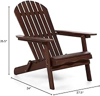Vista 2 de Silla Adirondack de madera de eucalipto al aire libre de 34" W en marrón oscuro