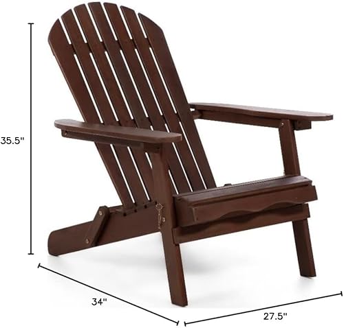 Miniatura 2 de Silla Adirondack de madera de eucalipto al aire libre de 34" W en marrón oscuro