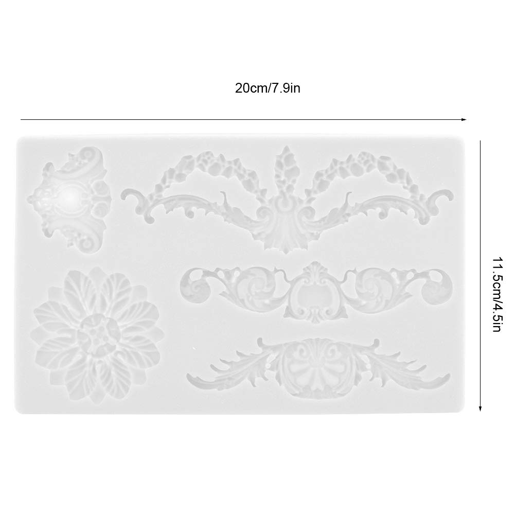 Fondant Cake Silicone Molds, DIY European Embossed Flower Silicone Molds, Cake Fondant Cookie Chocolate Mould for Baking Cake Candy Decoration Polymer Clay Sugar Craft Soap Wax Making(gray)