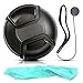Front Center Pinch Lens Cap Cover Protector + Cap Keeper + Cleaning Cloth for Canon EF 28-105mm f/3.5-4.5 II USM Lens