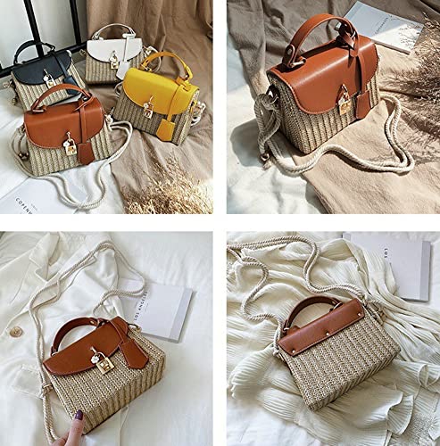 Straw Crossbody Bag for Women Hand Woven Shoulder Bag Leather Top Handle Small Boho Purse Rattan Beach Handbags3