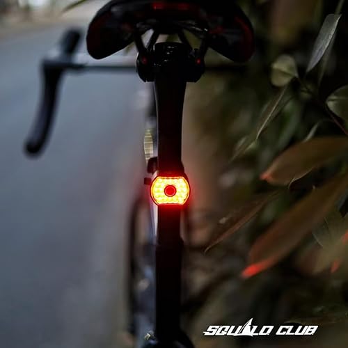 Miniatura 4 de SQUALO Luz trasera de bicicleta recargable USB de 30 lúmenes, sensor de freno inteligente, luz trasera de bicicleta con 7 modos de luz, rango