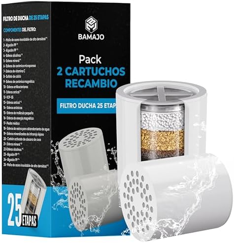 Pack of 2 Replacement Cartridges Universal 25 Stages Shower Filte...