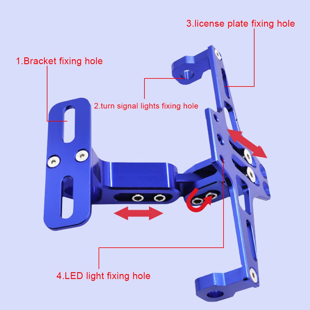 Kennzeichenhalter Motorrad Blende Signal Lichthalterung Moto Zubehör Motorrad Lizenznummer Platte Halter Frame Einstellbar CNC Aluminium mit Licht. Motorrad Kennzeichenhalter(Gold)