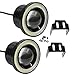 2PCS Car Angel Eye Fog Light, Round COB LED Lamp High Power Bright with White Halo Angel Eye Rings Headlight, Universal Daytime Running Light DRL Car Driving Bulbs Projector (White)