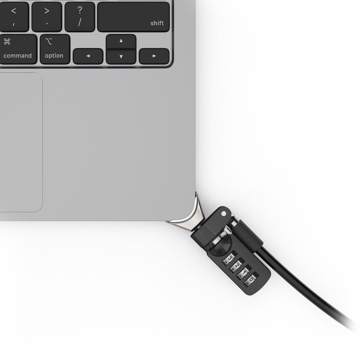 Compulocks Ledge Lock Adaptateur pour MacBook Air 15" M2-M4 avec câble antivol à combinaison Argenté