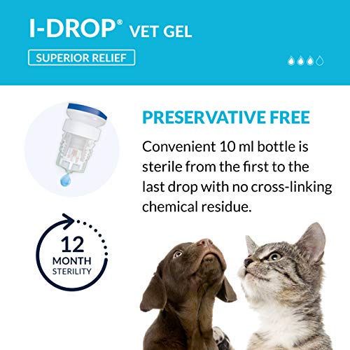 I-Drop Vet Gel Lubricating Eye Drops For Pets: For Moderate To Severe Dry Eyes, Superior Comfort With Fewer Applications Needed, 0.30% Hyaluronan, Preservative-Free, Non-Irritating, One Bottle (10 Ml) #TOP3