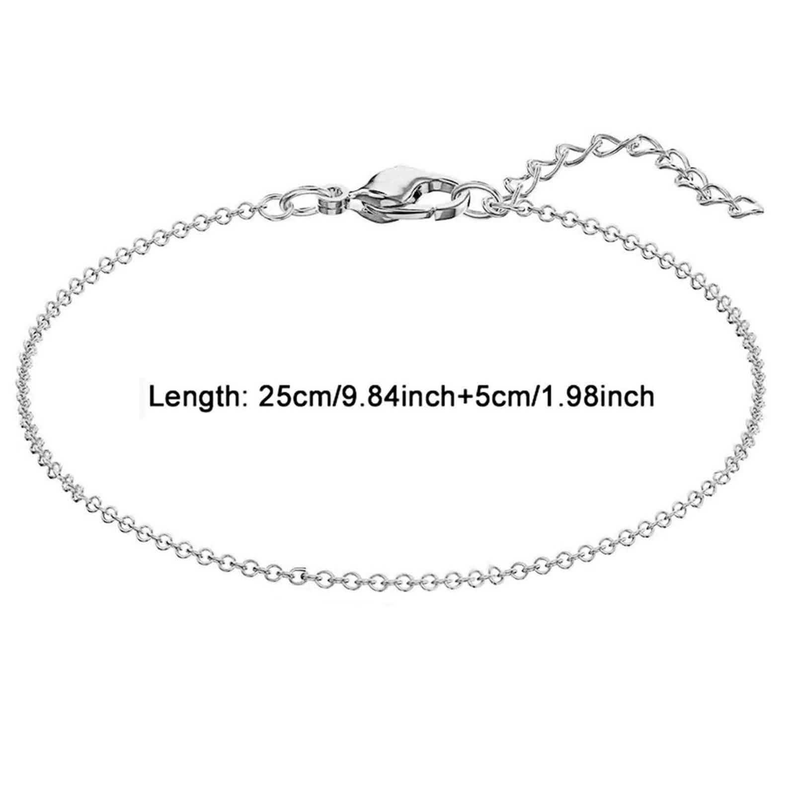 Cavigliera in oro bianco 585 14 carati, 14 carati, in oro 14 carati, per donna, boho, estate, spiaggia, per adolescenti, ragazze, madri e ragazze, lunghezza 30 cm
