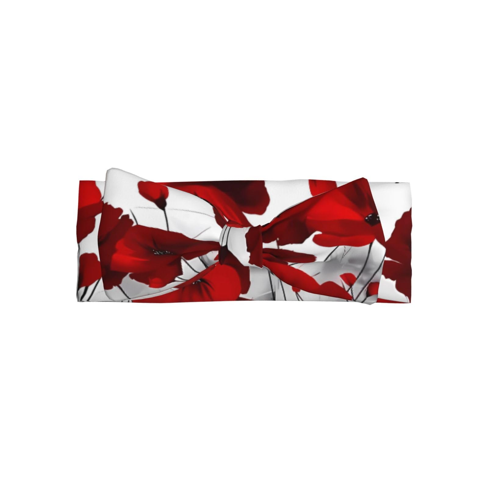 WHJSHOP Red Poppy Flower Prints Baby Bow Headband – Soft & Stretchy Newborn Throw for Adorable Baby Girls 0-6 Months - Ideal Shower Gift