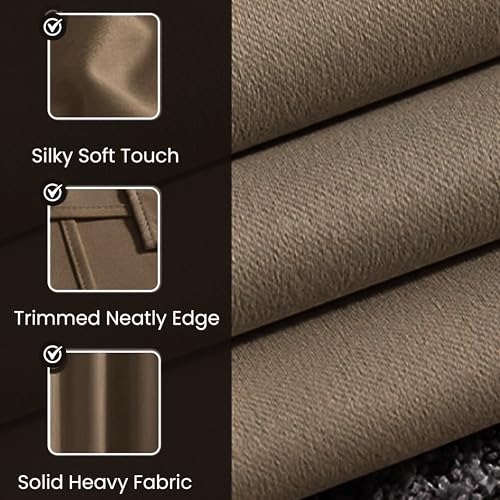 Image of FRESH FROM LOOM 8 ft Blackout Parde | 8 ft Door Curtains for Slider Track | Non-Ring Curtains | S-Wave Pleat | | Non-Ring Curtains | S-Wave Pleat | Door parda | Parde (Brown | 8 Ft Long, 2pc)