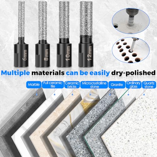 Juego de Brocas de Diamante para Azulejos, 5 Piezas para Cerámica, Vidrio, Porcelana, Mármol y Granito, con Perforación y Fresado Versátiles miniatura 5