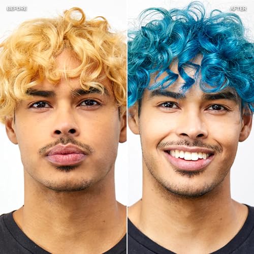 Image of OVERTONE Color Depositing Treatment Hair Mask, Vibrant Teal, 8 oz | Semi Permenant & Nourishing Coloring Conditioner for All Hair Types, Contains Shea Butter & Coconut Oil, Vegan & Cruelty-Free