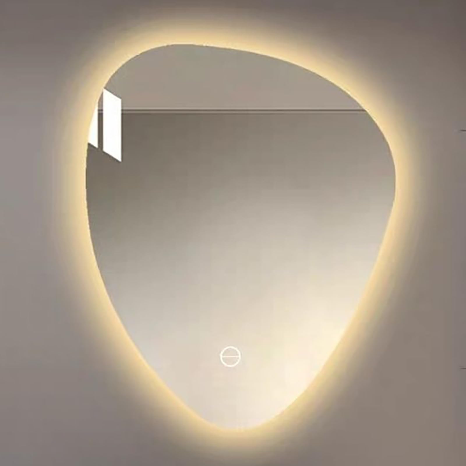 FGXHHS LED Teardrop Shaped - 3 Colors Adjustable Backlit Light, HD Glass Wall Mounted Vanity Mirror, 60x80cm/23.6x31.5in Dual Installation (Positive/Inverted Hanging) Decor