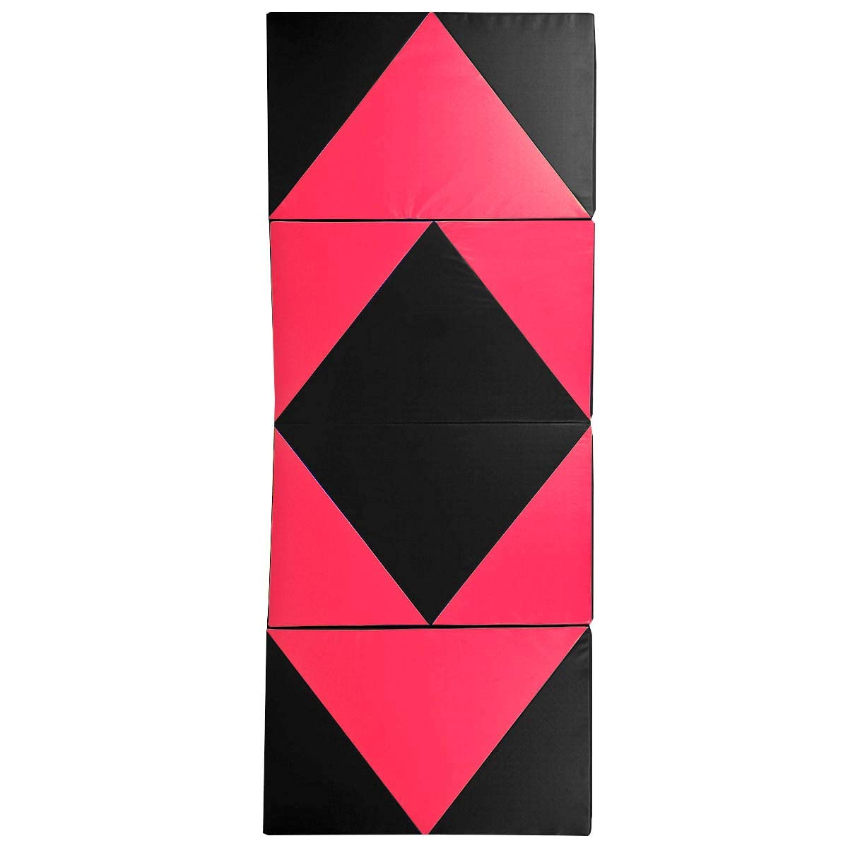 GYMAX Tappetino Pieghevole da Ginnastica, Materassino Fitness a 4 Segmenti, 300x120x5 cm, con Maniglia Portatile, Impermeabile