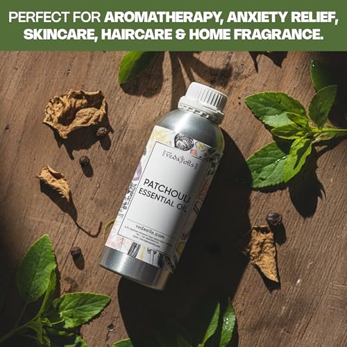 Image of VedaOils Patchouli Essential Oil 100ml | Pure & Natural Patchouli Oil for Anxiety Relief, Skin & Hair Care, Aromatherapy, Diffusers & Home Fragrance