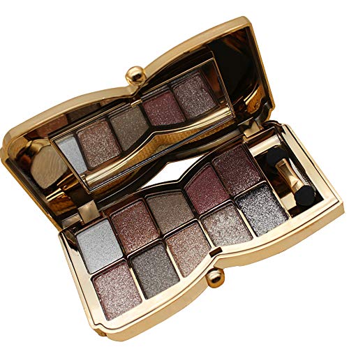 Glitter Eyeshadow Palette, KTOMO 10 Colors Sparkle Eyeshadow Shimmer Pigment Diamond Bright Eyeshadow Pallet Makeup Kit with Brush