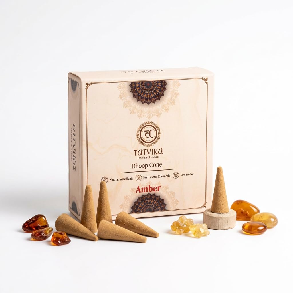 Amber Premium Dhoop Cones | 90 Cones | Aroma Dhoop Cones for Meditation, Pooja & Home Fragrance | Rich Warm Resin Aroma | Tatvika Fragrances-picture-18