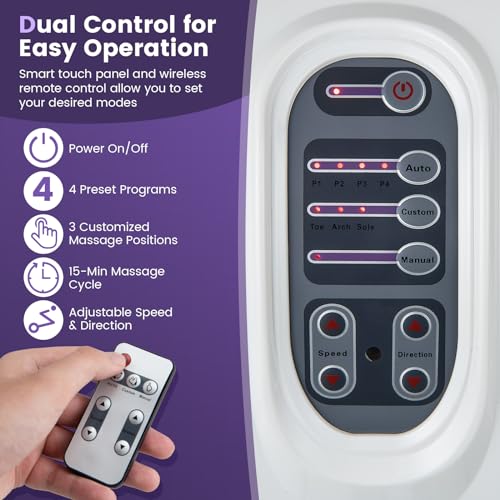 Image of Giantex Shiatsu Foot Massager Machine for Feet, Leg Calf Ankle, Relieve Pain, Spa Gift Deep Kneading Rolling Massage, Electric Shiatsu Feet Massager w /Remote, 4 Modes, White