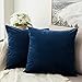 MIULEE Lot de 2 Housses de Coussins en Velours Décoratif Canapé Taie d'oreiller Super Lisse Doux Confortable Decoration Maison Salon Chambre pour Canapé 60X60CM Bleu Foncé