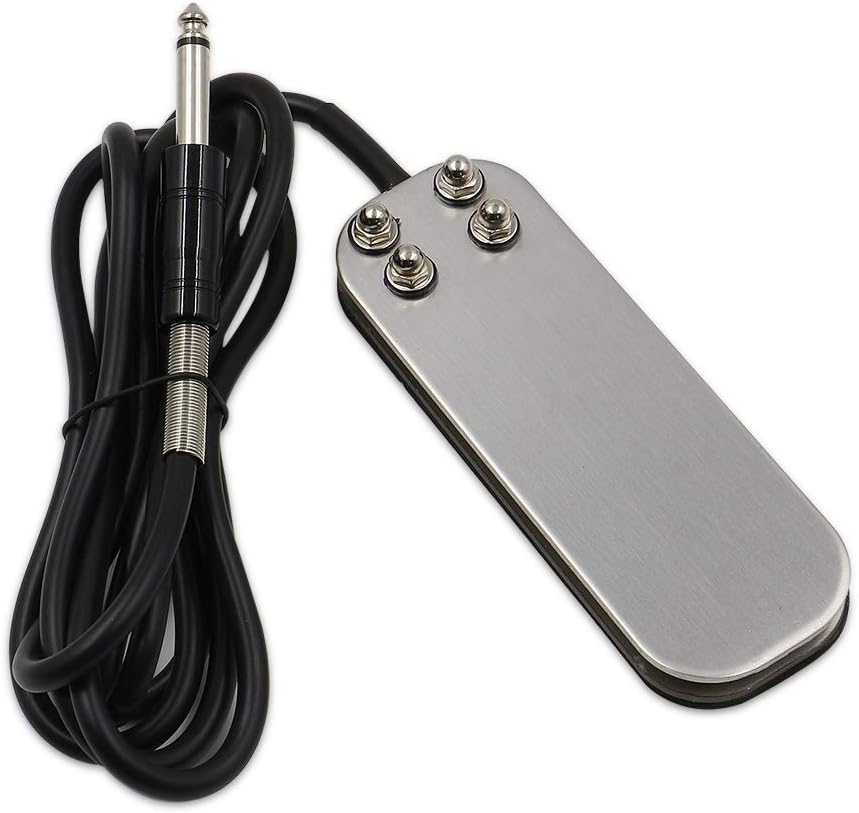 Tattoo Foot Pedal, Tazay Stainless Steel Tattoo Foot Pedal Switch with 1.8m Tattoo Cord for Tattoo Power Supply Tattoo Machine Supplies