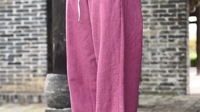 IXIMO Women's Casual Cotton Linen Baggy Pants with Elastic Waist