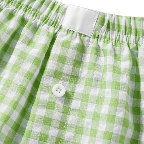 Image of Sumleno Womens Y2k Aesthetic Boxer Shorts Plaid Elastic Waist Lounge Pj Bottoms Summer Casual Gingham Pajamas Shorts