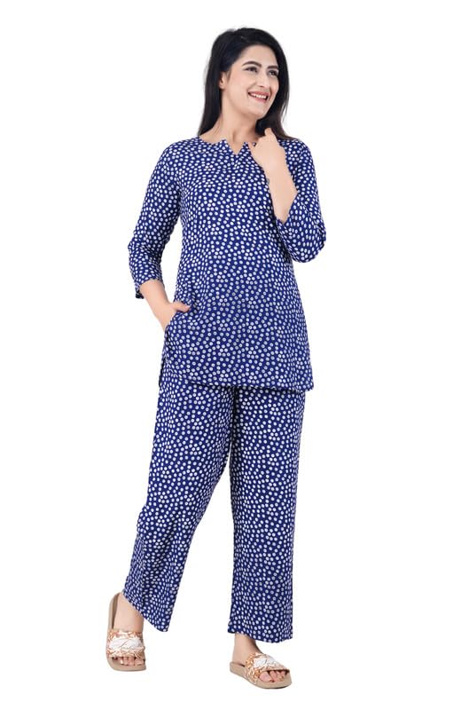 mintmarie Women's Rayon Printed Night Suit Set - Top and Pajama Set, Soft Sleepwear for Women, Comfortable Loungewear, Full Sleeve Nightwear-picture-25