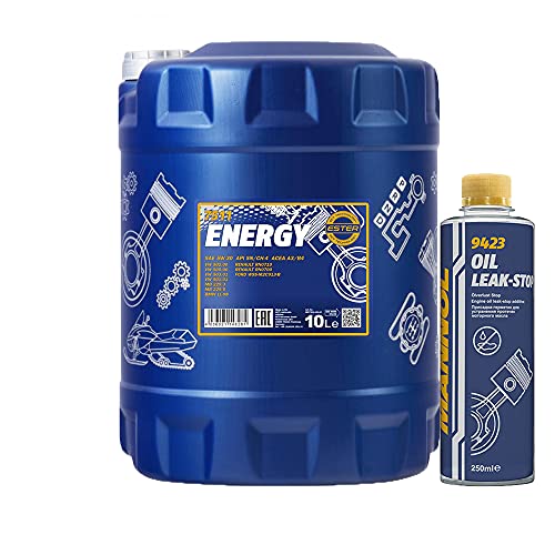 10l, MANNOL 7511 Energy 5W-30 + Oil Leak-Stop Öl Verlust Zusatz 250ml