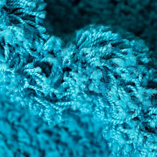Image of Solid Fluffy Rugs and Carpet for Hall and Drawing Room 5x7 Feet Turquoise Color